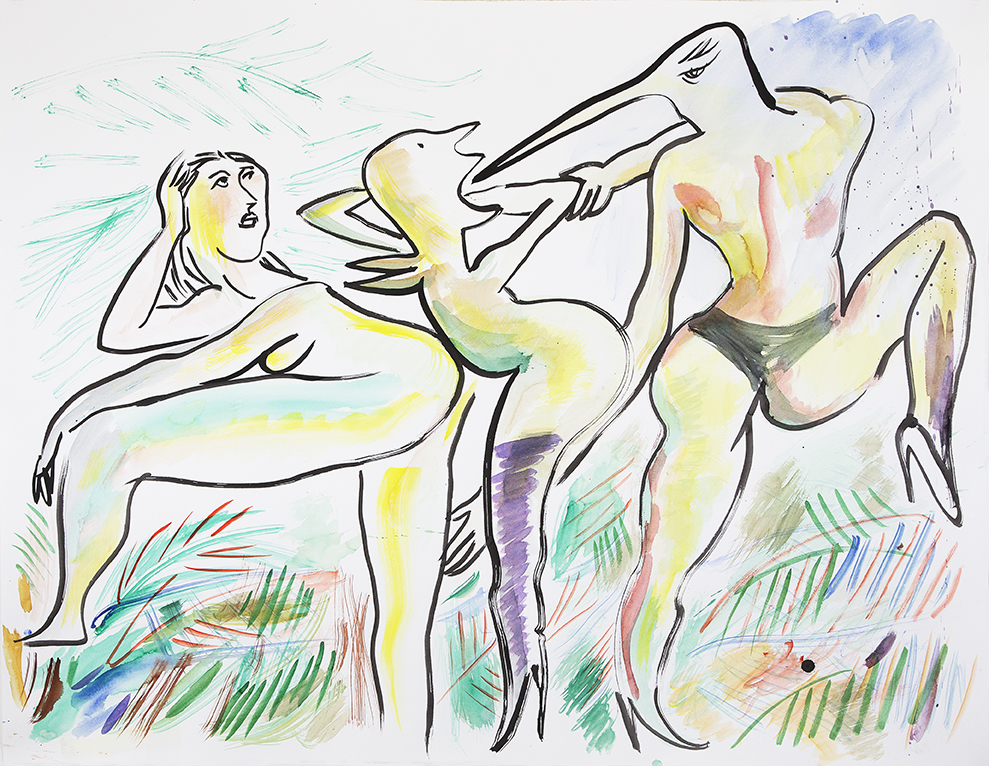 Camille Henrot 'My Anaconda Don't', 2015 Watercolor on paper mounted on dibond 149.9 x 207 cm